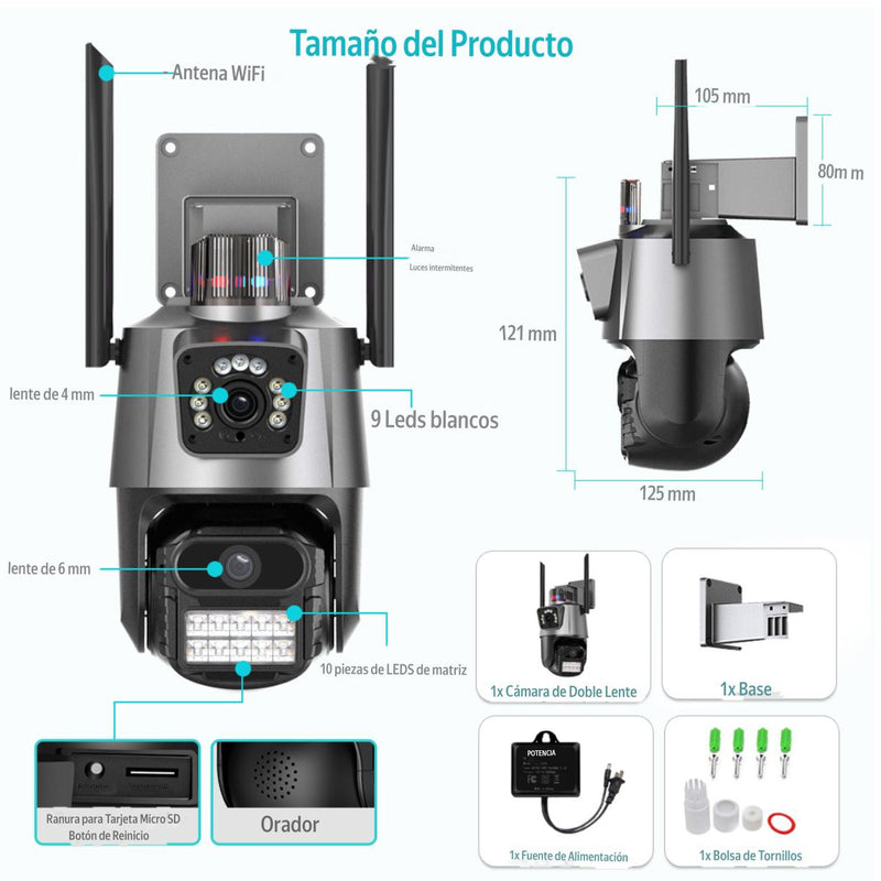 CAMARA DOBLE LENTE CON SIRENA