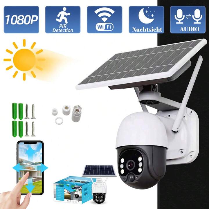 Cámara con Panel Solar – Cámara de Seguridad Solar Inalámbrica 1080p