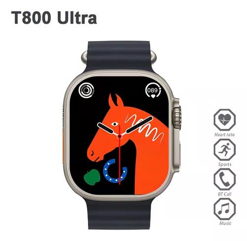 reloj inteligente S9 Ultra Ecuador con caja plateada correa negra pantalla cuadrada esfera caballo monitor salud y llamadas