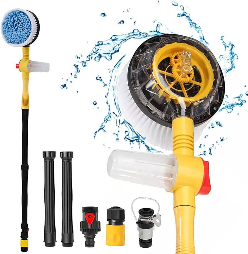 cepillo de lavado rotatorio 360 con mango extensible almohadilla azul y accesorios para limpieza de autos y hogar