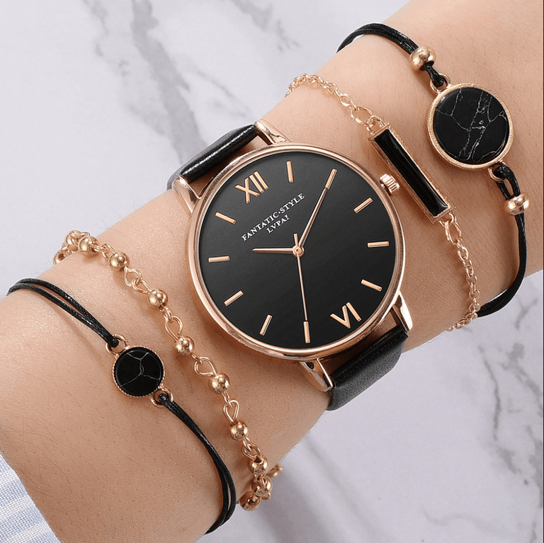 Set Reloj Dama + 4 Pulseras - Conjunto Accesorios Mujer Ecuador