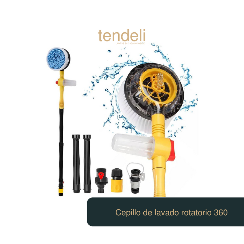 cepillo de lavado rotatorio 360 Tendeli Ecuador con cabeza giratoria, mango extensible y accesorios para hogar