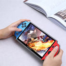 consola portátil X7 Ecuador de Tendeli con mandos azul y rojo y pantalla con juego de lucha