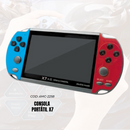 consola portátil X7 Ecuador de Tendeli Ecuador color azul y rojo con pantalla LCD y controles duales para juegos