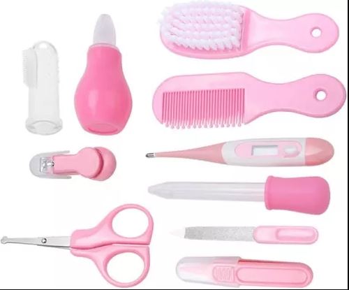 kit de cuidado para uñas de bebés rosa de Tendeli Ecuador con tijeras corta uñas lima cepillo y termómetro
