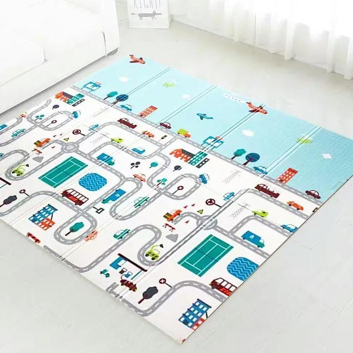 alfombra antigolpes para bebés Tendeli Ecuador diseño ciudad con carreteras colores vivos y espuma acolchada