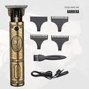 barbera recargable profesional dorada con diseno grabado cortadora tipo T 4 peines guia cepillo y cable USB