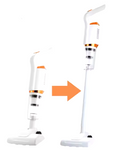 aspiradora portátil inalámbrica para hogar Tendeli convertible de mano a escoba blanca y naranja ligera para pisos y muebles