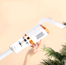 aspiradora portátil inalámbrica para hogar blanca y dorada Tendeli Ecuador en mano para limpiar suelos y muebles