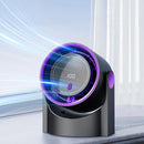 ventilador portátil de escritorio Tendeli Ecuador negro y morado sin aspas con pantalla digital