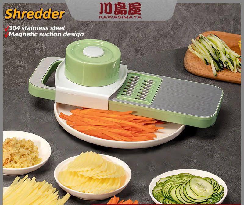 Cortador y rebanador multifuncional de verduras con diseño de acero inoxidable y succión magnética