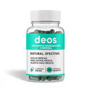 Frasco transparente con 30 cápsulas Deos suplemento de Tendeli Ecuador desodorante corporal en cápsulas etiqueta verde