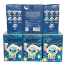 caja misteriosa de Stitch pack de 6 cajas coleccionables Disney Miniso azul exhibidas en pila