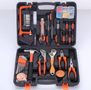 Set en estuche con herramientas naranjas y negras para hogar de Tendeli Ecuador caja de herramientas multifuncional