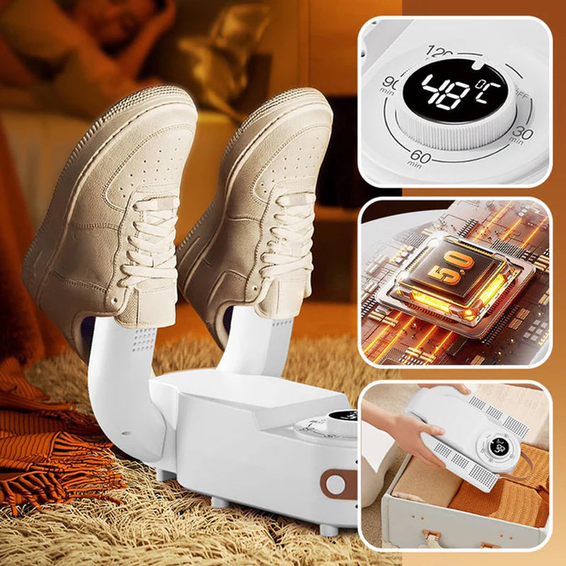 combo secador de zapatos y ropa Tendeli Ecuador secador blanco con temporizador digital 48 grados y brazos para zapatillas