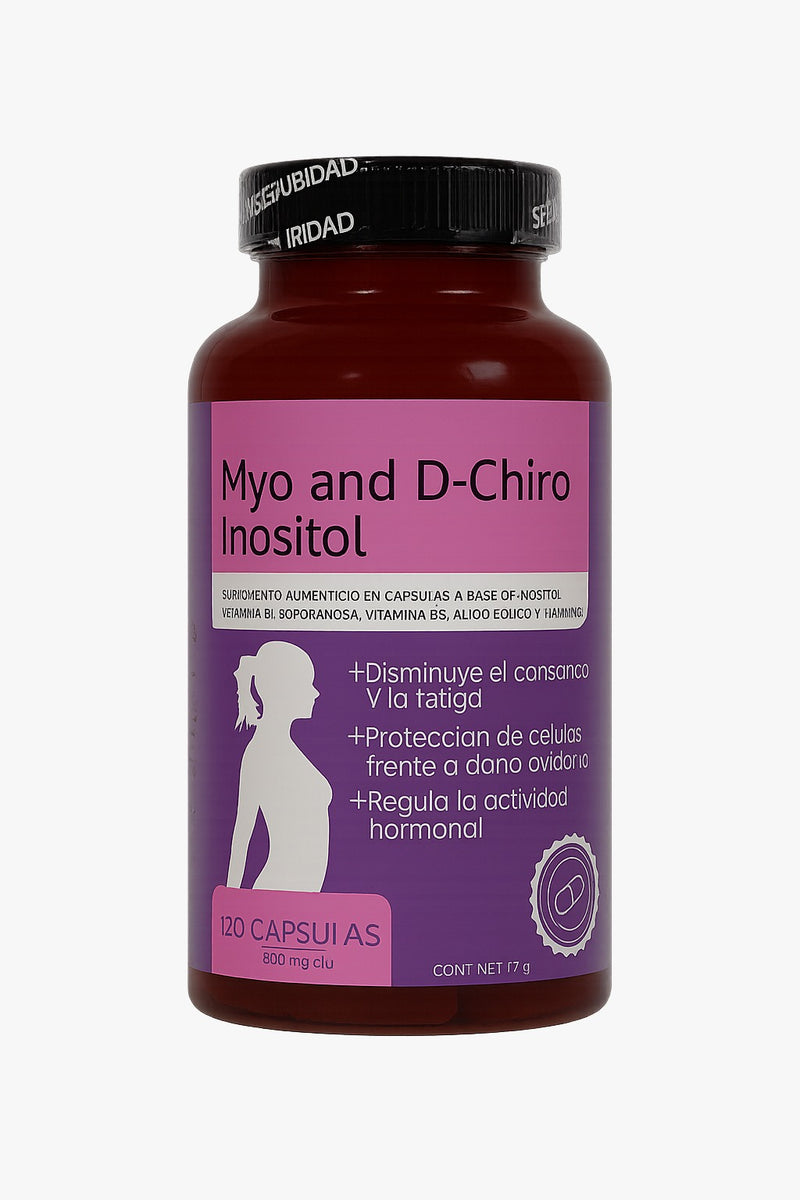 Frasco suplemento Tendeli Ecuador Myo y D-Chiro Inositol Ecuador 120 cápsulas etiqueta morada para salud hormonal