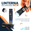linterna recargable usb negra de mano con boton naranja cable USB empaque 3800 lumens 3 modos