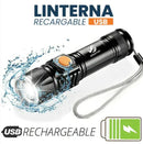 linterna recargable usb compacta resistente al agua con luz LED potente y correa de mano para exteriores