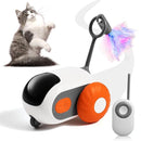juguete interactivo para gatos robot Tendeli Ecuador con control remoto rueda naranja y pluma estimulante para jugar