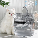 Gato blanco de pelo largo junto a bebedero automático para mascotas transparente con fuente de agua Tendeli