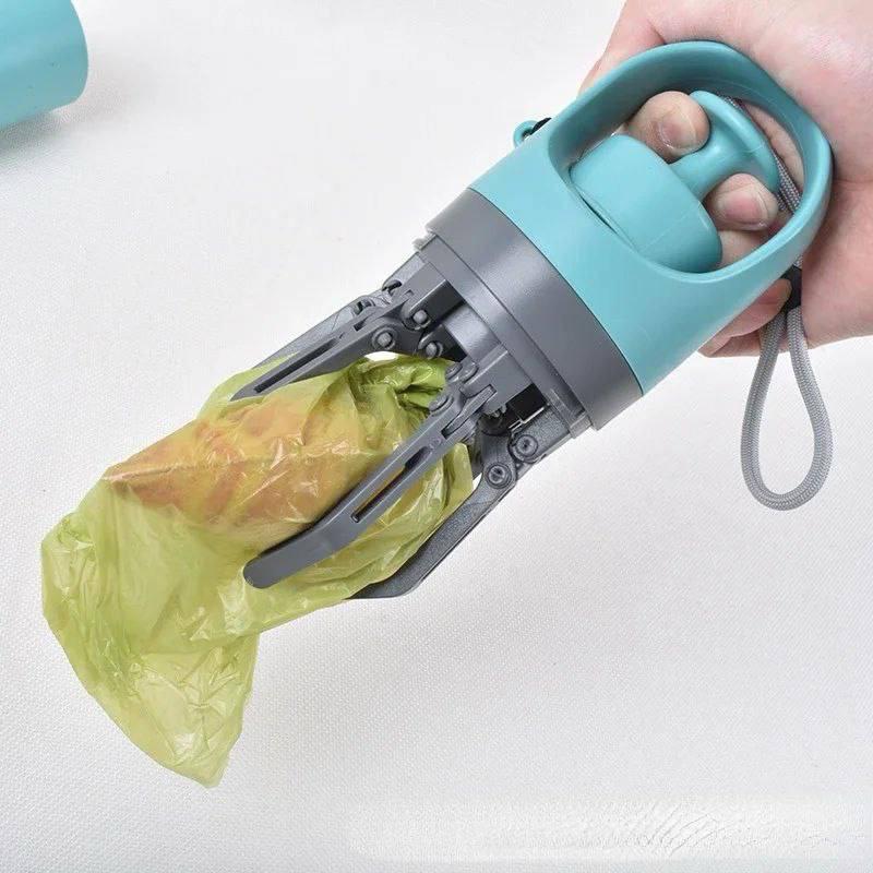 Recogedor dispensador de bolsas para excremento perro turquesa con correa de mano, accesorios para paseo de perros en Ecuador