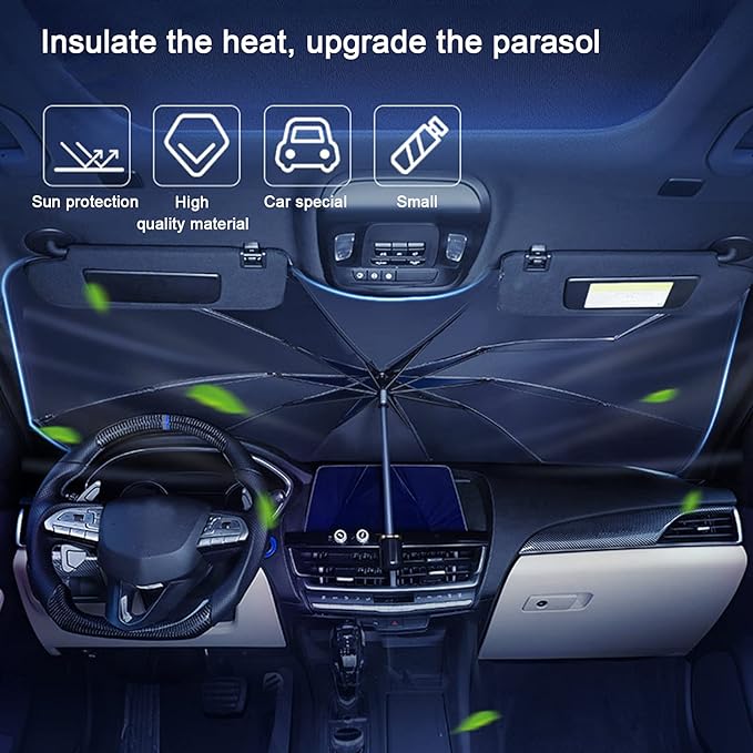 parasol plegable para parabrisas tipo paraguas instalado en el interior del coche Tendeli Ecuador