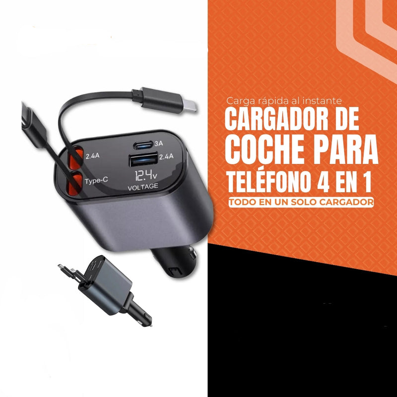 Cargador de coche para teléfono 4 en 1 con múltiples puertos y carga rápida de Tendeli Ecuador