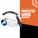 Proyector Auking blanco con control remoto, ideal para cine en casa en Ecuador