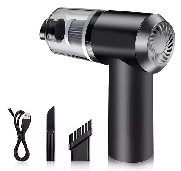 aspiradora portátil inalámbrica 3 en 1 Tendeli Ecuador negra con deposito boquillas cepillo y cable USB para hogar
