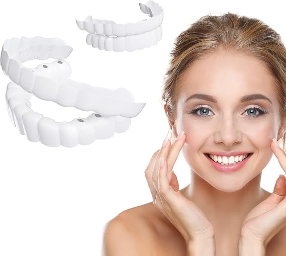 carillas para dientes temporales Ecuador Tendeli belleza juego de carillas blancas con mujer sonriendo mostrando sonrisa perfecta