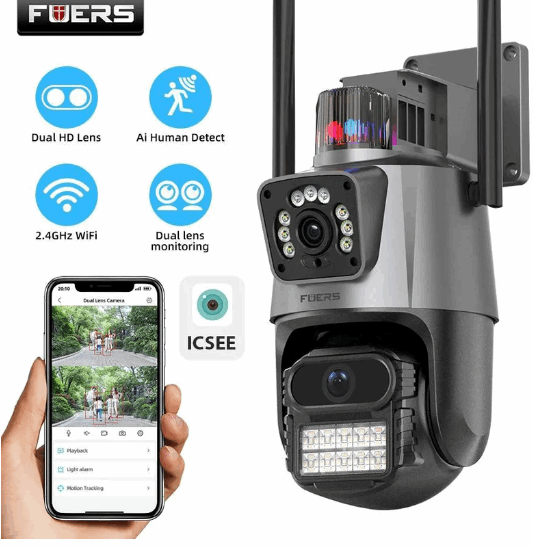 Tecnologia Cámara Doble Lente con Sirena WiFi – Seguridad HD para el Hogar de Tendeli Ecuador en