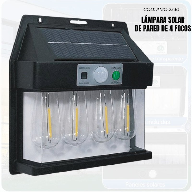 Hogar Lámpara Solar de Pared de 4 Focos - Iluminación Automática Sin Electricidad en Ecuador de Tendeli Ecuador en