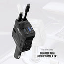 Vehículos Cargador Auto Retráctil 4 en 1 | Lightning + USB-C + Micro USB | Pantalla Voltaje | Ecuador de Tendeli Ecuador en