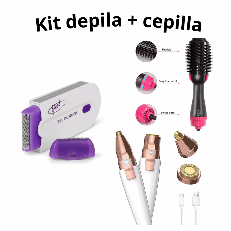 Belleza Kit 3 en 1: Cepillo Secador + Rasuradora + Mini Depilador de Tendeli Ecuador en