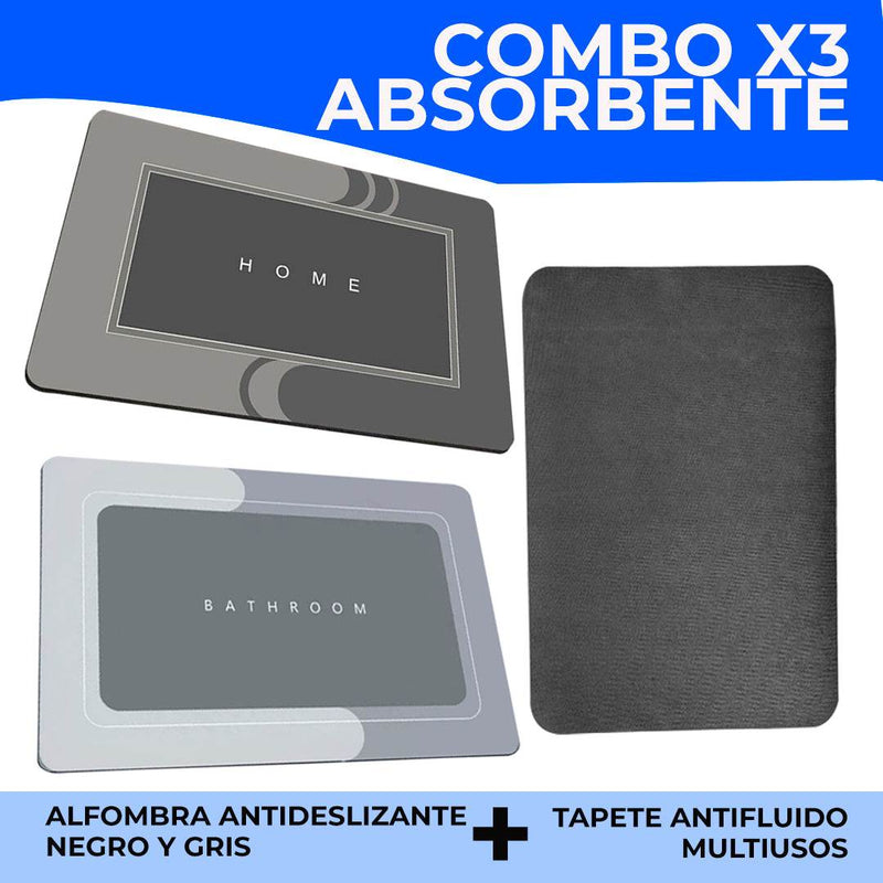 Hogar Combo Tapetes Absorbentes 3 Piezas | Antideslizante | Lavable | Baño y Cocina | Ecuador de Tendeli Ecuador en