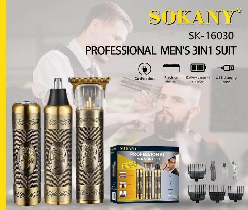 Belleza Kit Cortadora de Cabello 3 en 1 Sokany | Recargable USB | Barbería en Casa | Ecuador de Tendeli Ecuador en